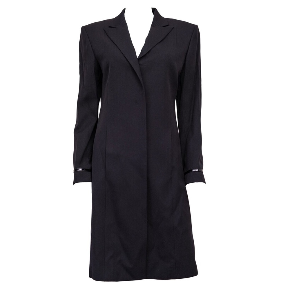 Gucci by Tom Ford Runway 'G' Buckle Black Wool Red Lined Coat